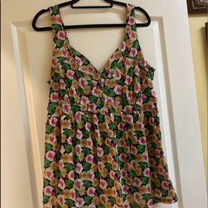 **INC pink and green floral mesh top size 1X